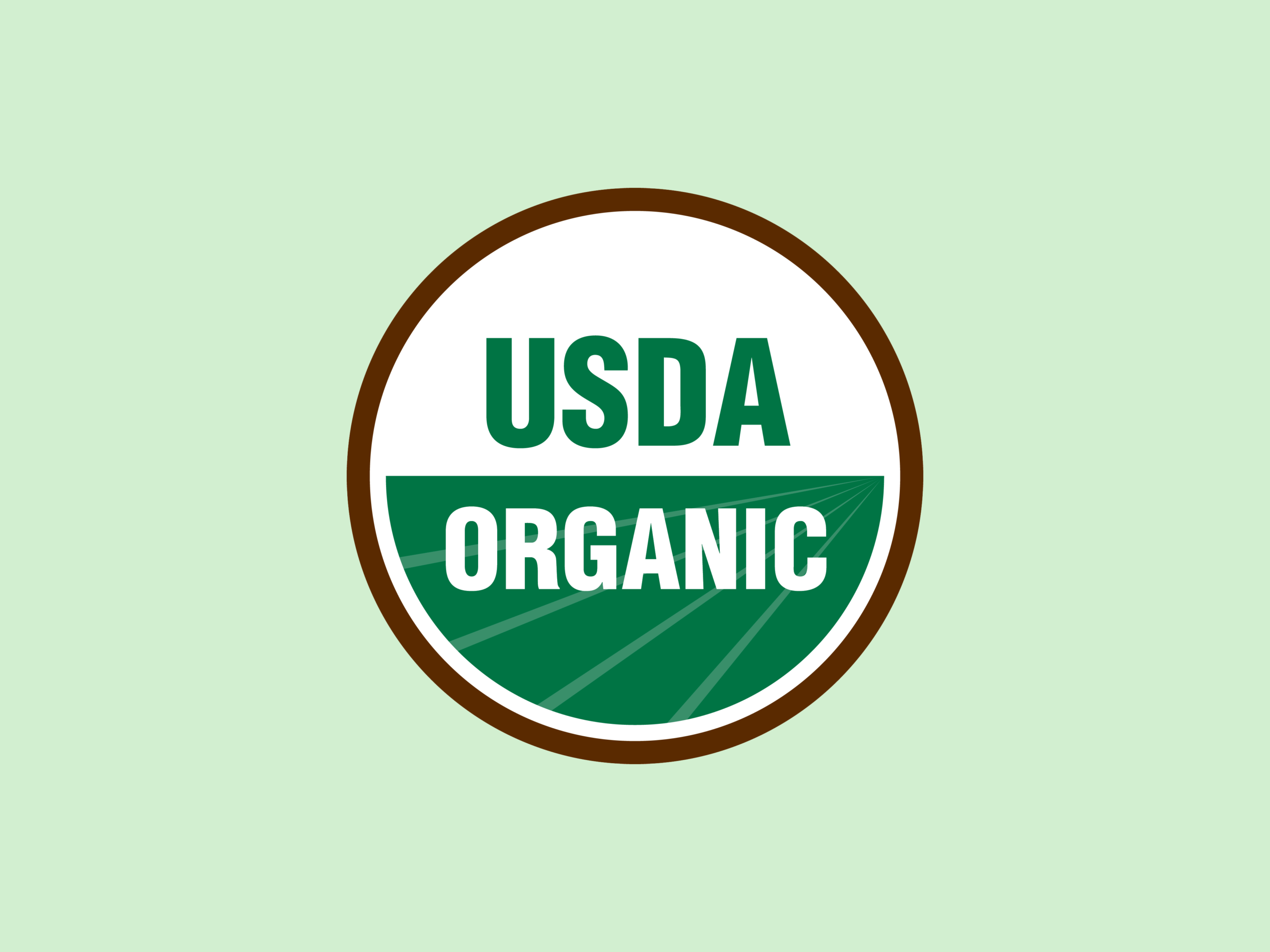 USDA USDA Organic certification logo featuring a green and white design with the words "USDA" and "ORGANIC," symbolizing adherence to organic farming standards and practices.